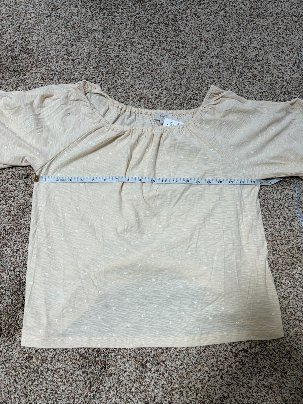 LOFT Cream Peasant Top with Scoop Neck NWT - Picture 4 of 7